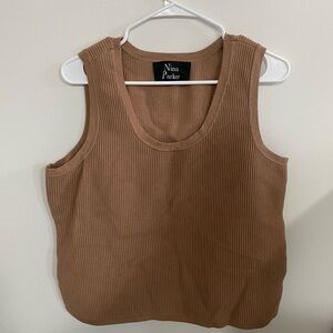 Nina Parker Women's Brown Ribbed Tank Top